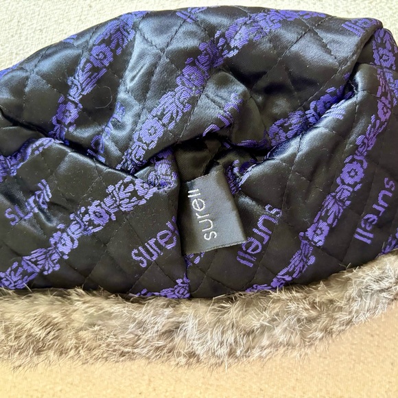 Surell Black and Purple Quilted Fur Hat - Picture 4 of 6
